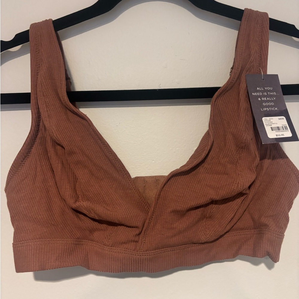 Cacique Ribbed Wireless Bra in Brown